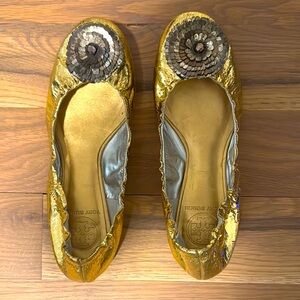 Tory Burch Gold Ballet Flats
